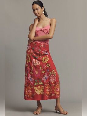 FARM RIO Printed Midi Slip Skirt